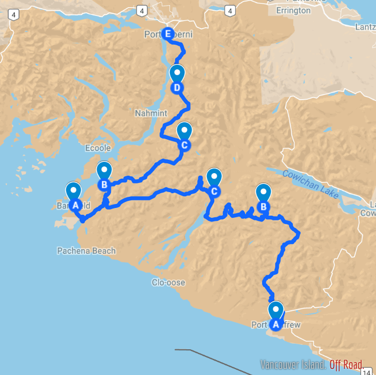 Any one know the route from Bamfield to Port Renfrew? Vancouver